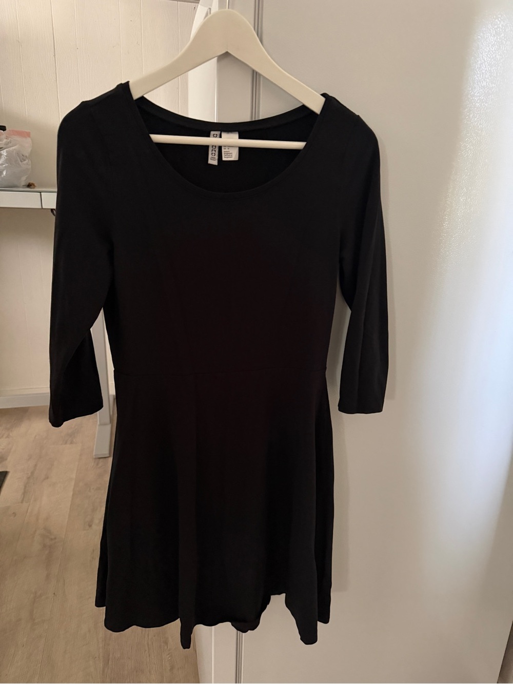 H&M Black Long Sleeve Scoop Neck Skater Dress